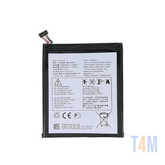 Battery TLP030JC for Alcatel A3 XL/9008D 3080mAh